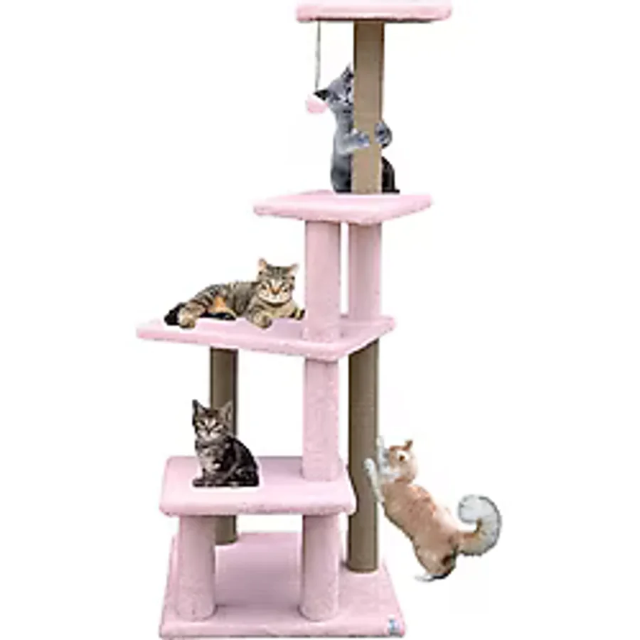 Katlı Büyük Boy Kedi Tırmalama Tahtası Jüt Ipli Welsoft Kumaşlı Oyun Alanı - Pembe