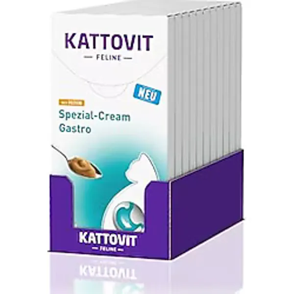 Kattovit - Gastro Kediler için Özel Krem Kedi Beslenme Atıştırmalığı, Yetişkin Kediler için Gastrointestinal Sistemini Desteklemek için, Pratik Porsiyonlama, 11 x 6 x 15 ml Tavuk