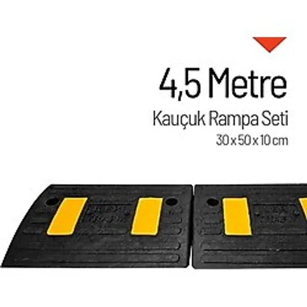 Kauçuk Kablo Kanallı Otopark Rampası - 4,5 Metre Set - 30 x 50 x 10 cm