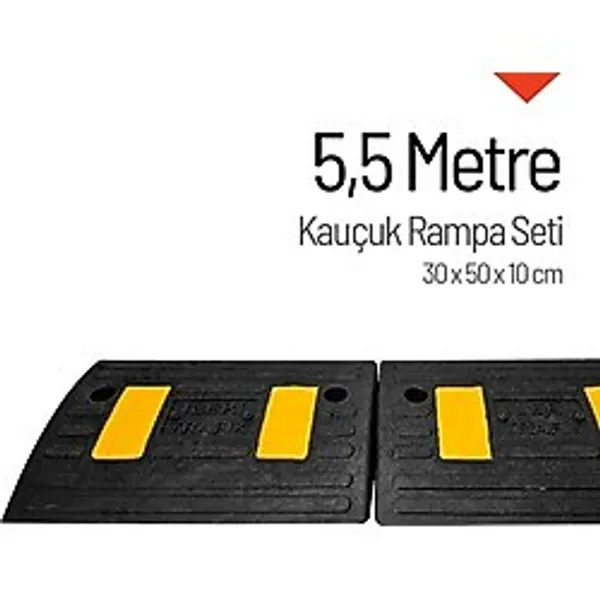 Kauçuk Kablo Kanallı Otopark Rampası - 5,5 Metre Set - 30 x 50 x 10 cm
