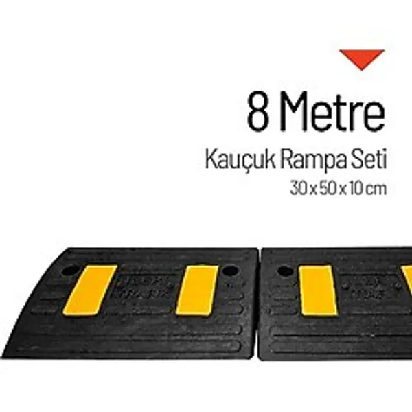Kauçuk Kablo Kanallı Otopark Rampası - 8 Metre Set - 30 x 50 x 10 cm