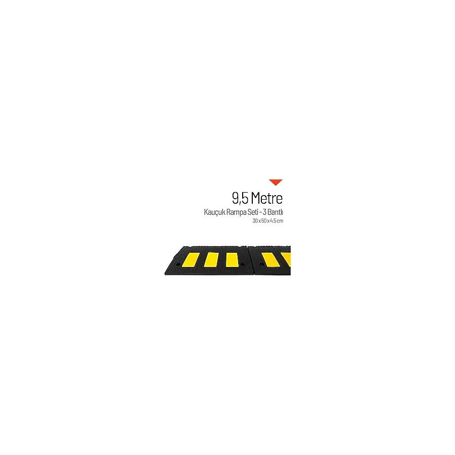 Kauçuk Rampa Set, Otopark Rampası, Kaldırım Rampası 30 x 50 x 4,5 cm - 3 Bantlı - 9,5 Metre