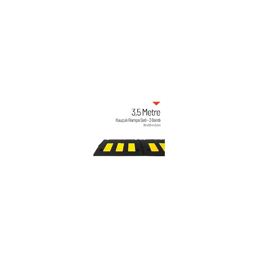 Kauçuk Rampa Set, Otopark Rampası, Kaldırım Rampası 30 x 50 x 4,5 cm - 3 Bantlı - 3,5 Metre