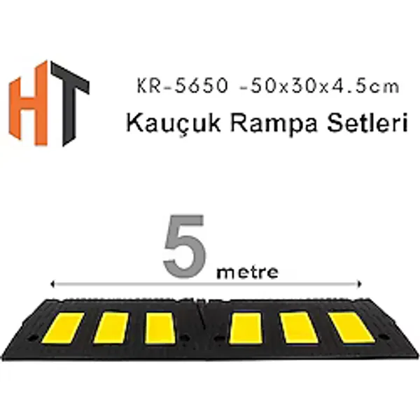 Kauçuk Rampa Set, Otopark Rampası, Kaldırım Rampası 50X30X4,5 cm 5 Metre - 001-Renkli
