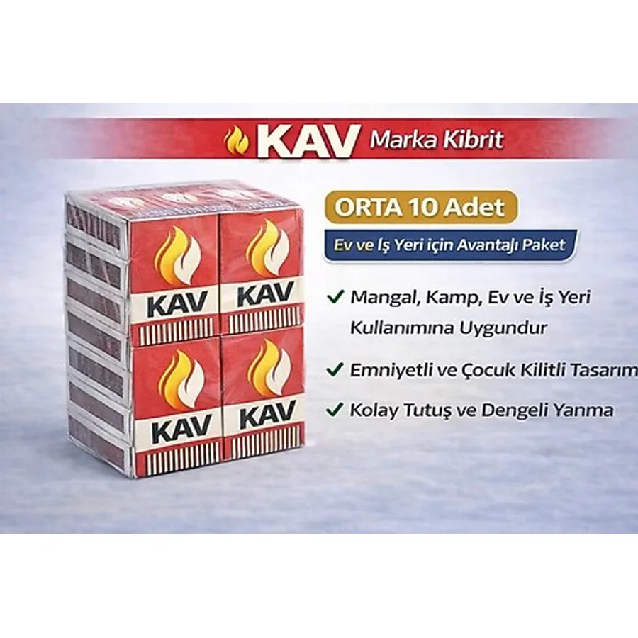 Kav Marka Kibrit Emniyetli Çocuk Kilitli 10 Adet