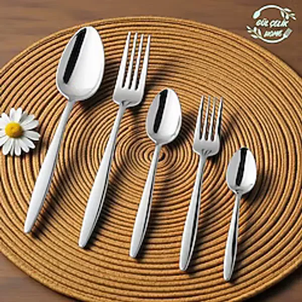Kaveh GÜL ÇELİK Yemek Takımı 30 Parça 6 Kişilik Paslanmaz Çelik Çatal Kaşık Seti