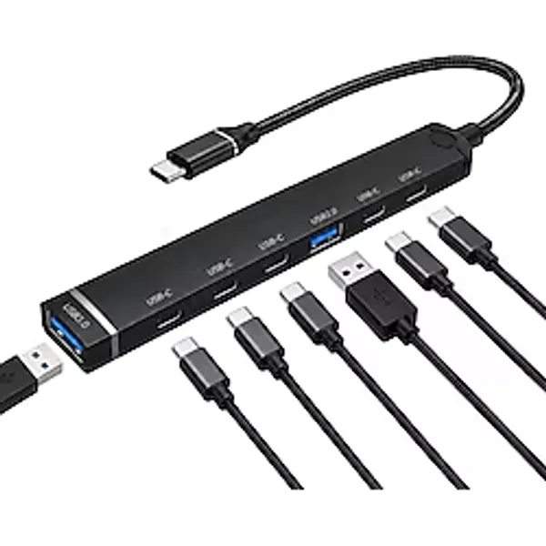 Kawin Cover Zone 7 In 1 USB Type-C Çoklayıcı Hub ADS-810, 5 Usb-C 2.0, USB 3.0 ve USB 2.0 Portlu Multifunctional Docking Station, Laptop Tablet Telefon PC Uyumlu, Tak Çalıştır ADS-810-C