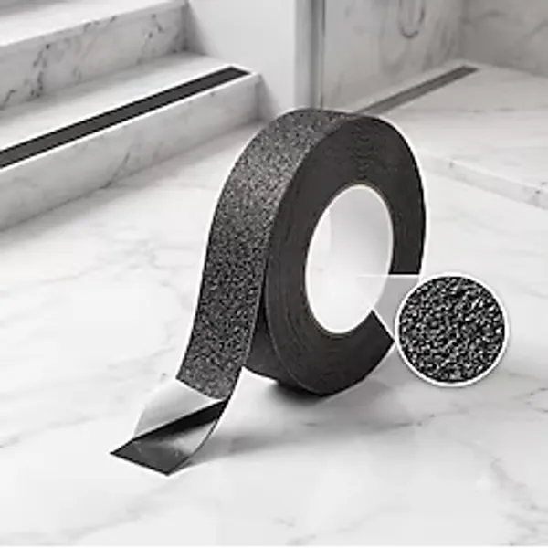 Kaydırmaz Bant Siyah, Kendinden Yapışkanlı, Suya Dayanıklı Merdiven ve Zemin Güvenlik Bandı Pürüzlü Yüzey (25mm x 15mt)