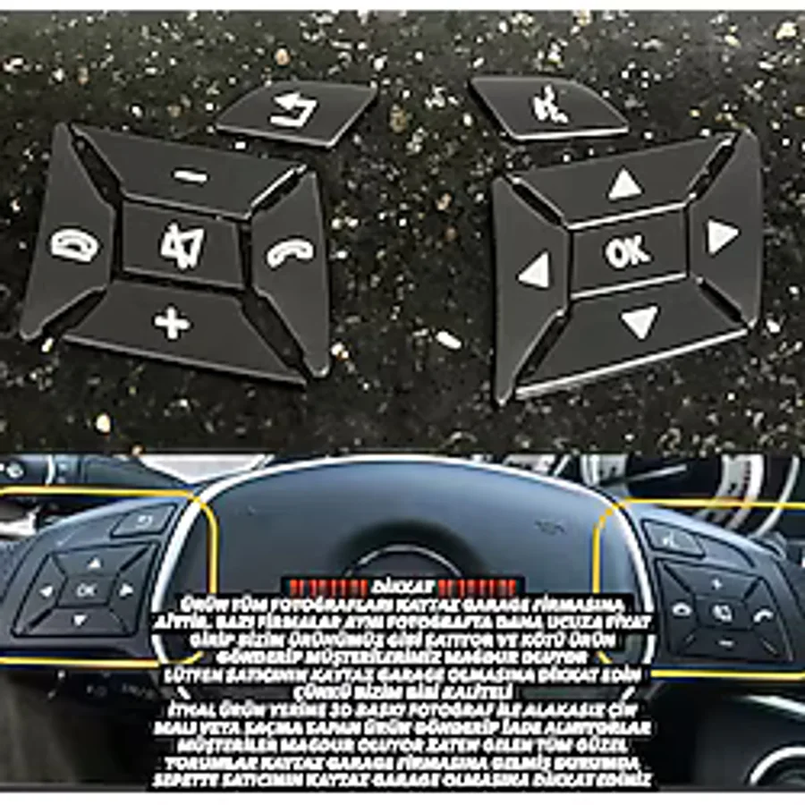 kaytaz Mercedes Direksiyon Tuş Kaplaması Siyah W204 W212 W207 W117 W176 Kendinden Yapışkanlı