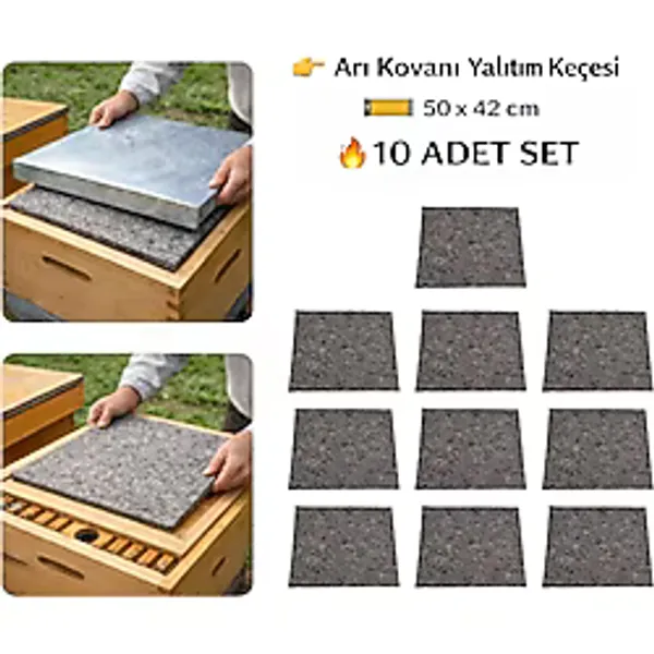keçecimemett ARI KOVANI İÇİN YALITIM KEÇESİ 50x42 ölçüsünde 10 adet (4-6 mm kalınlığında)