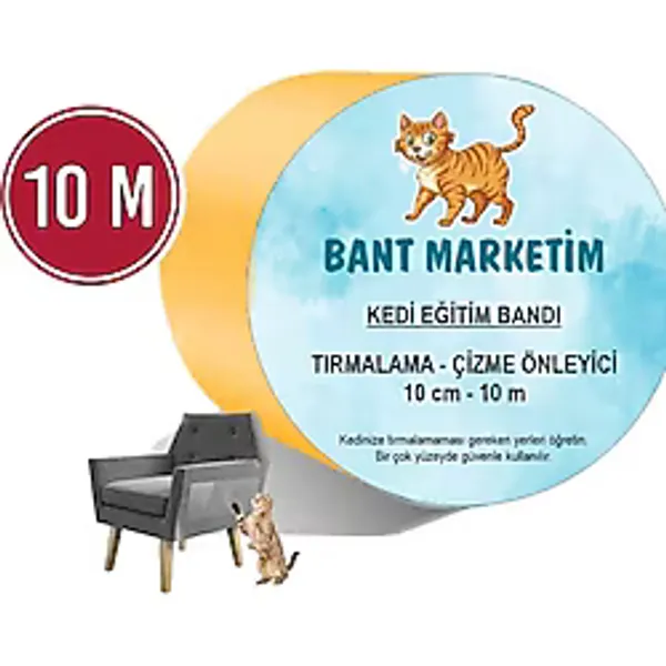 Kedi Caydırıcı Eğitim Bandı, Mobilyalar İçin Tırmalamaya Karşı Önleyici, %100 Şeffaf10 Cm X 10 Mt