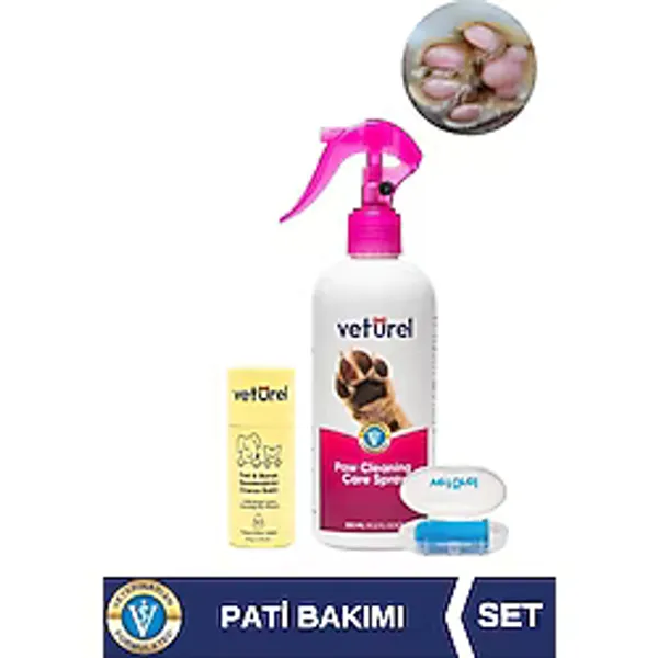 Kedi Diş Fırçası, Pati Balm Nemlendirici Onarıcı Stick, Pati Kir Koku Giderici Sprey Seti