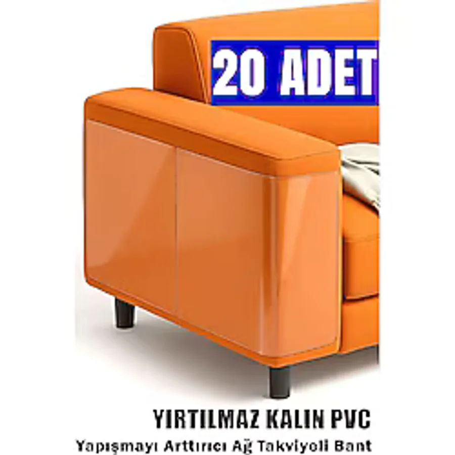 Kedi Koltuk Tırmalama Koruyucu Şeffaf Yapışkanlı Mobilya Tırmalama Önleyici Koruma Bandı 20X50 cm - 20 Adet