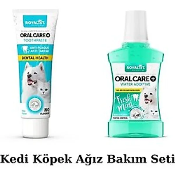 Kedi Köpek Ağız Bakım Seti - Floridsiz Diş Macunu + Taze Naneli Ağız Bakım Suyu