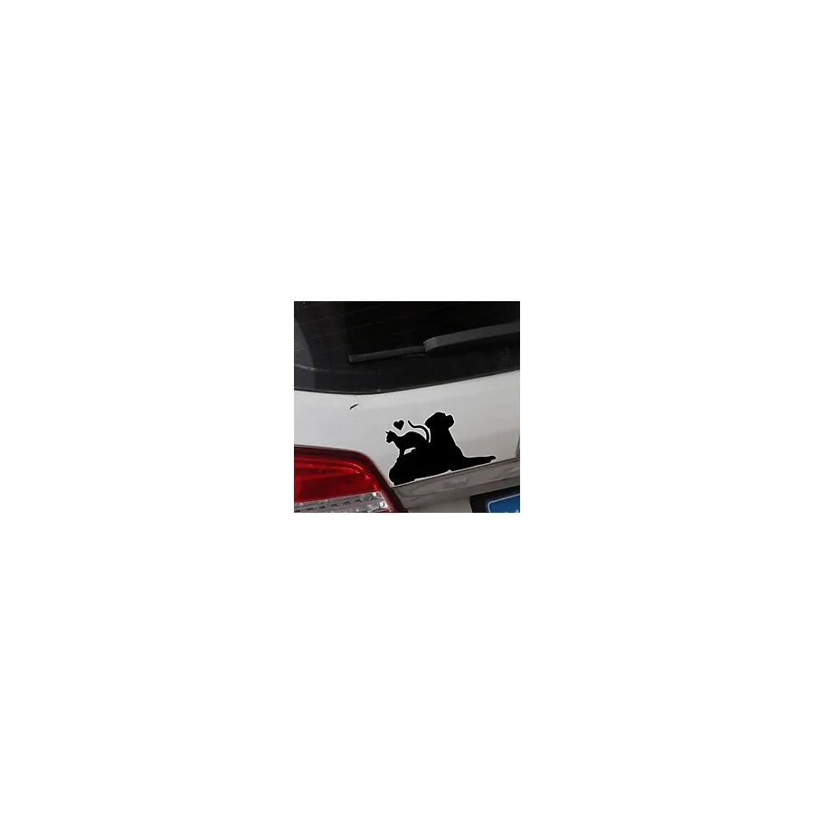 Kedi Köpek Dostluğu Araba Bağaj Kapısı Sticker Siyah Renk 15cm