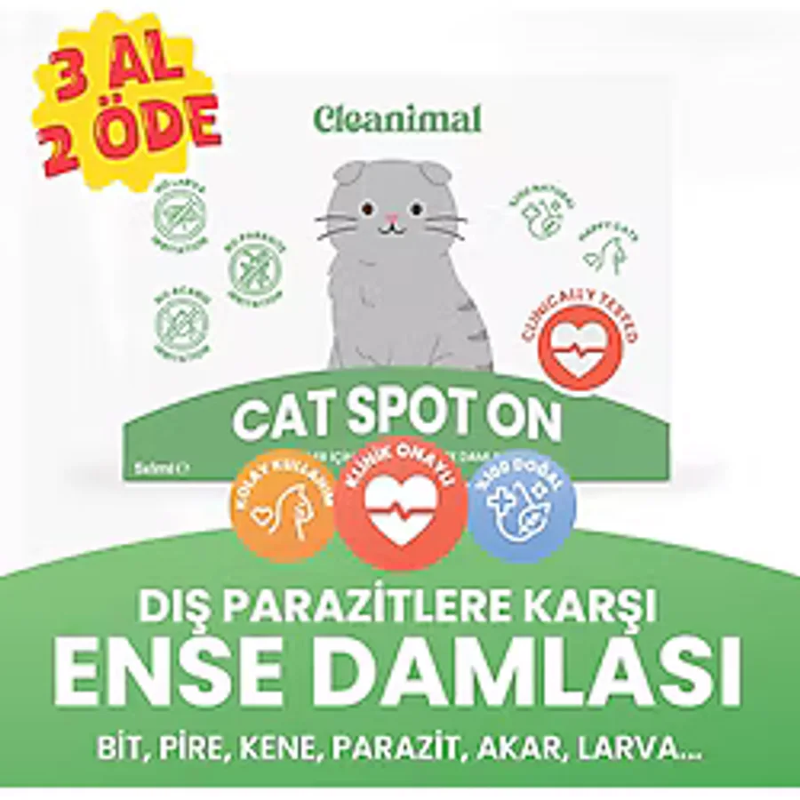 Kedi Parazit Ense Deri Damlası Bit, Pire ve Kene Karşıtı Doğal Koruma Damlası 5x1 ml - Yeşil
