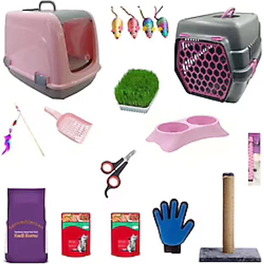 Kedi Tuvalet Seti Ve Ihtiyaçları 14'Lü Pembe Set