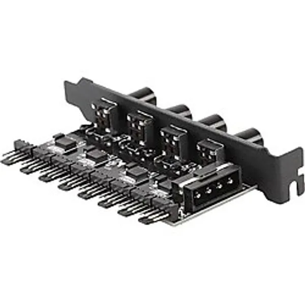 Keepro 8 kanal 4 pin PC fan çoklayıcı düğmeli hız kontrol cihazı - Siyah