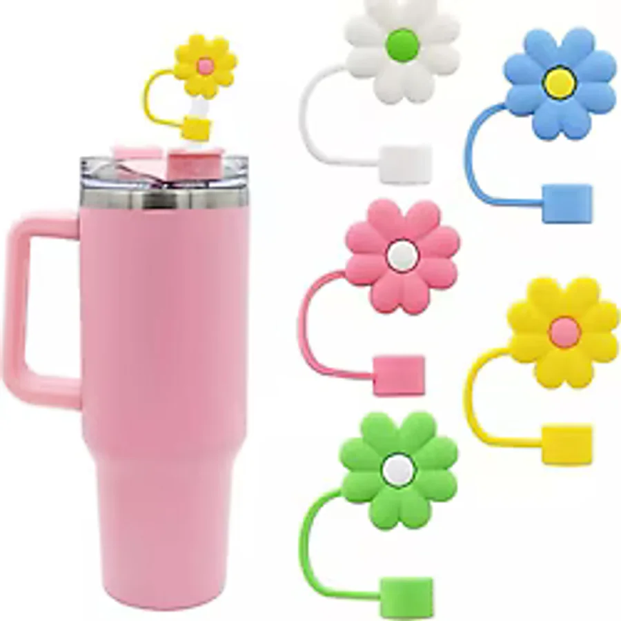 Kelira 1 Adet 10 mm Stnly Quencher Silikon Pipet Tıpası Kapağı Toz Geçirmez Kapak Çiçekli Pipet Başlığı - Sarı