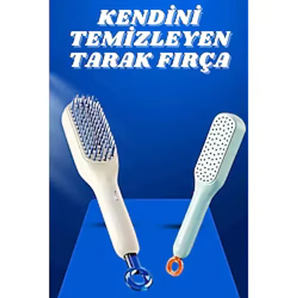 Kendi Kendini Temizleyen Otomatik Tuşlu Saç Tarağı Dolaşık Açıcı Masaj Fırçası Silikon Fırça