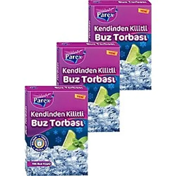 Kendinden Kilitli Buz Torbası 196 Buz Küpü Üçlü Set