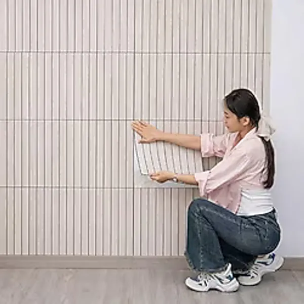 Kendinden Yapışkanlı Ahşap Duvar Çıtası Desenli Duvar Paneli 30x60cm (1, açık kahve)