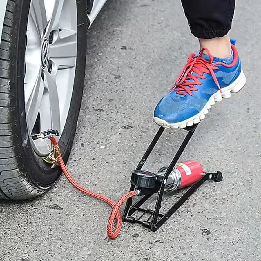 Kenpazar İnce Piston Araç Lastik Şişirme Göstergeli Ayak Pompası