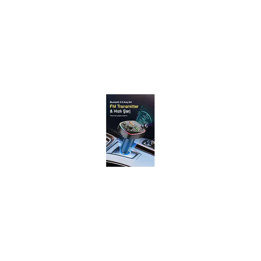 Kensa Bluetooth Araç Kiti Araç Fm Transmitter USB Type-C MP3 SD Kart Flash İçin Uygun PD Çakmaklık Girişli
