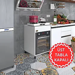 Kenzlife ankastre modülü kabini kalimera 85x60x56 fırın ocak dolabı ayarlı ayaklı üstü kapalı