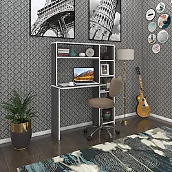 Kenzlife bilgisayar çalışma masası prost gri 140x100x20 kitaplık sağda ofis sekreter laptop