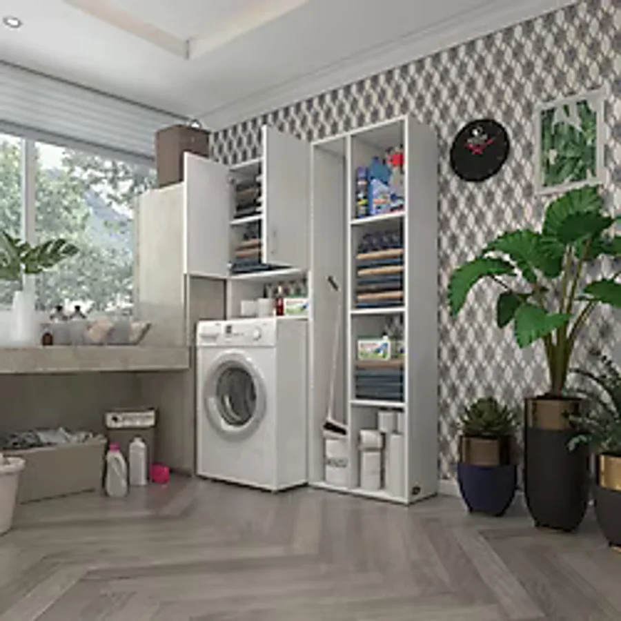 Kenzlife çamaşır makinesi dolabı veronikasüpürge byz 180x126x20 banyo arkalıksız raflı