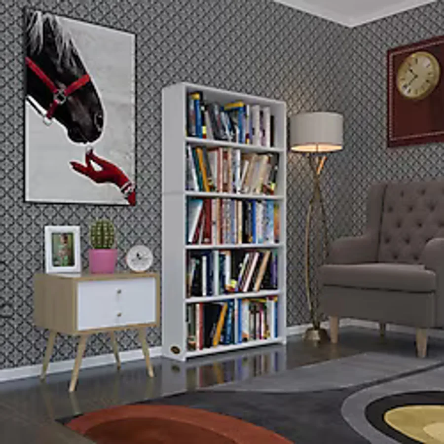 Kenzlife Kitaplik Super Ga 150x80x19 Byz 5 Katli Tek Bolme Cift Bolme Opsiyonlu Ofis Mutfak Banyo Dolabi Arkaliksiz