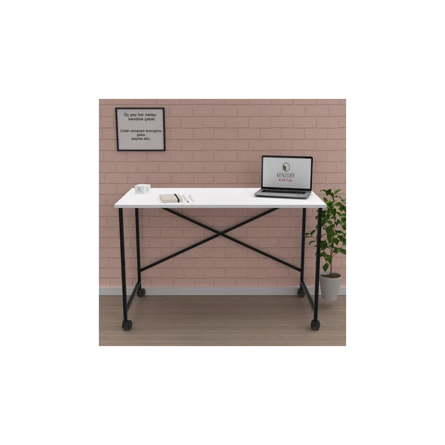 Kenzlife Ofis Masası Momoko 075x090x40 Byzsyh Tekerlekli Bilgisayar Çalışma Büro