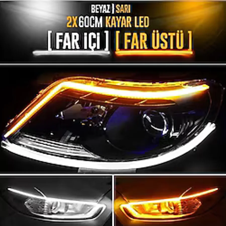 kepmorpho Tiger Marketing Ford Fiesta Far Üstü Gündüz Ledi, Far Içi Kayar Led 60 Cm Selamlamalı