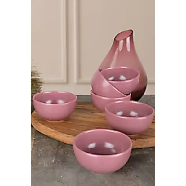 Keramika Bulut Mat 8 cm 6 Adet Çerezlik Sosluk Violet