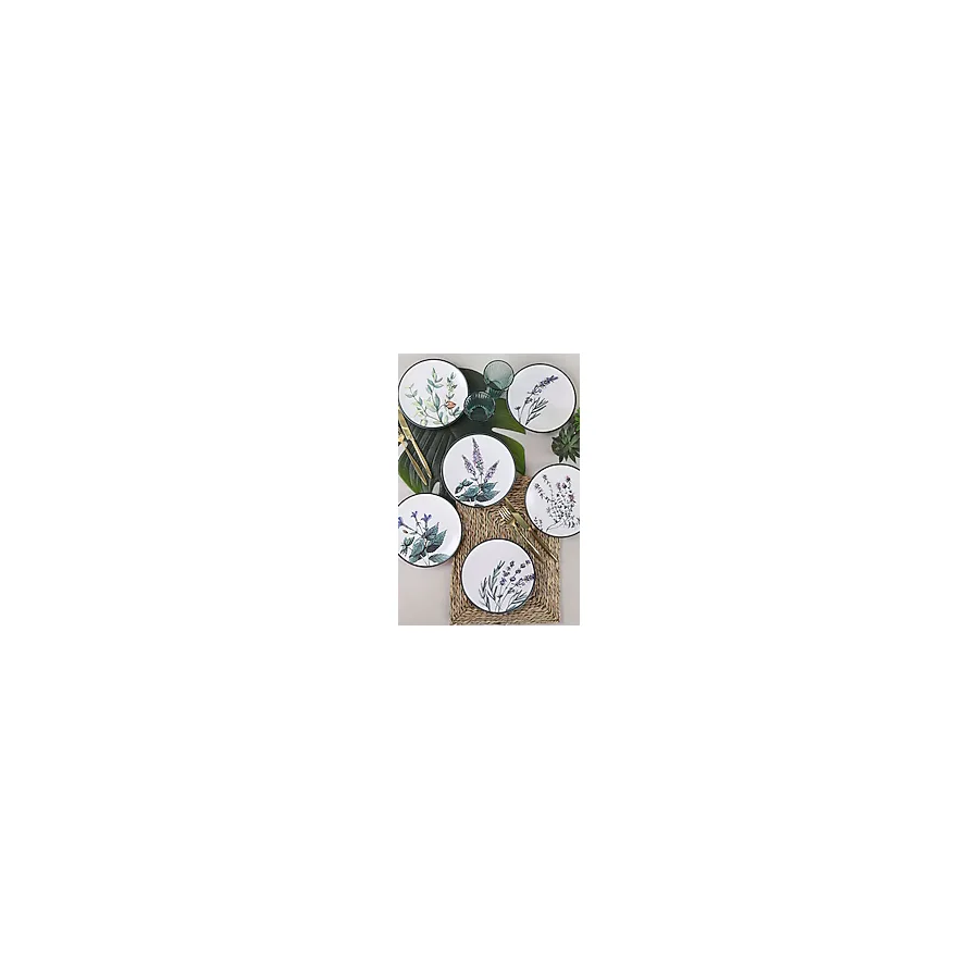 Keramika Çiçek Bahçesi Pasta Tabağı 20 cm 6 Adet 18938-39-40-41-42-43