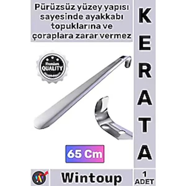 #Kerata Metal Paslanmaz Sağlam Uzun Lüks Ergonomik Çelik Krom Kaplama Ayakkabı Çekeceği Kerata 65 Cm