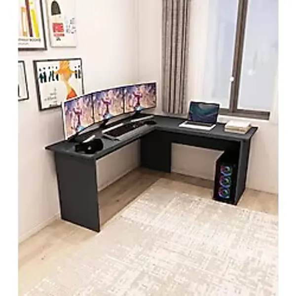Kerva L Çalışma Masası, Ofis Masası, Bilgisayar Masası Köşe Masa Antrasit Çok Renkli