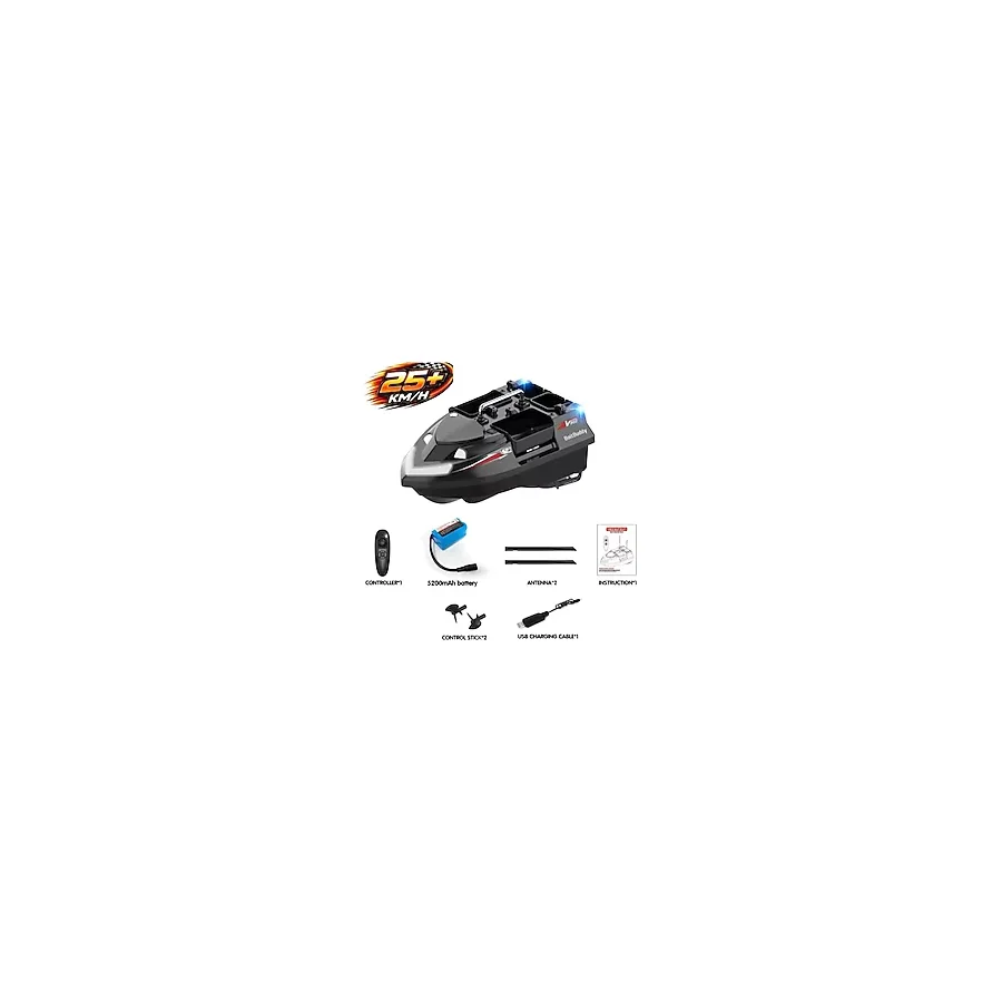 Keseroğlu Sazan Yemleme (Tekne ve Botu)Flytec V802 4 Kabin 3kg Yük 500M 12000MAH Pil RC Kumandalı (Konumsuz)