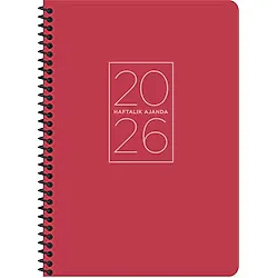 Keskin Color Keskin 2026-17x24 Spiralli Haftalık Ajanda - Kırmızı