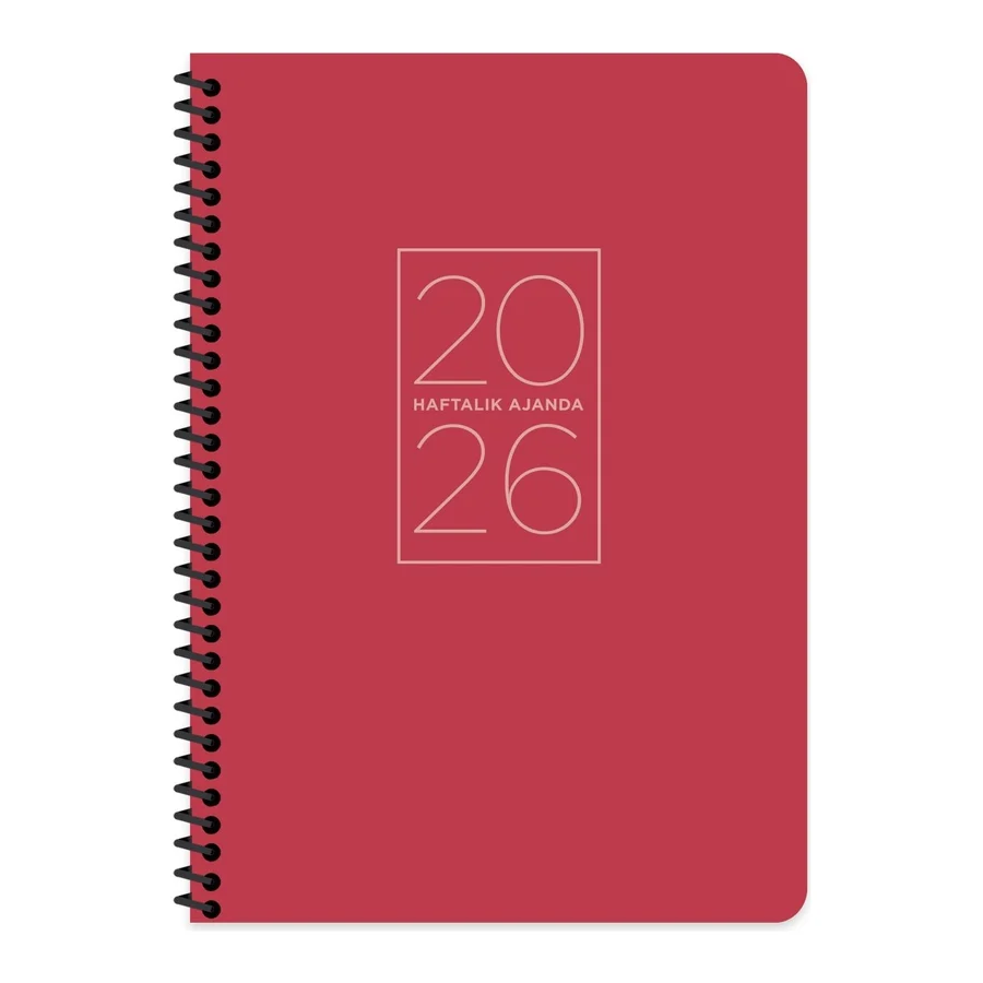 Keskin Color Keskin 2026-17x24 Spiralli Haftalık Ajanda - Kırmızı
