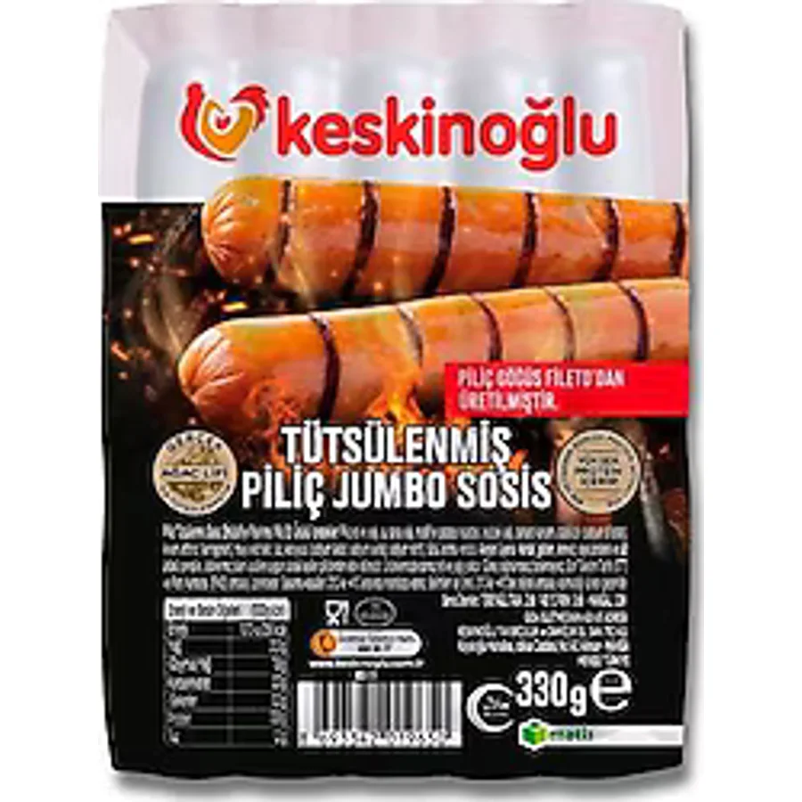 Keskinoğlu Tütsülenmiş Piliç Jumbo Sosis 330 gr