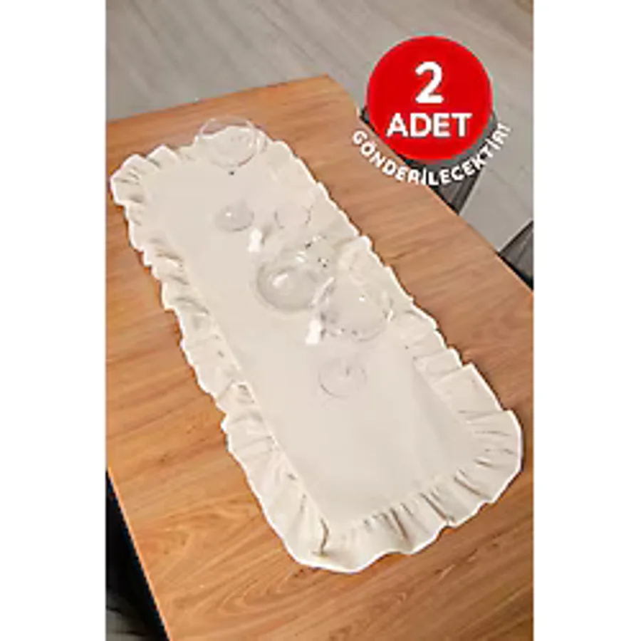 Keten 2 Adet Fırfırlı Runner 40 x 110 Cm - ZTRUNNER2