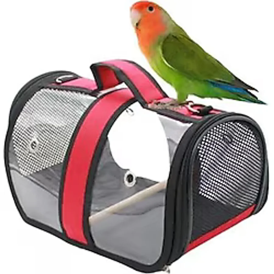 Keypet Tünekli Kuş Taşıma Çantası Kırmızı (33x23x22 cm)