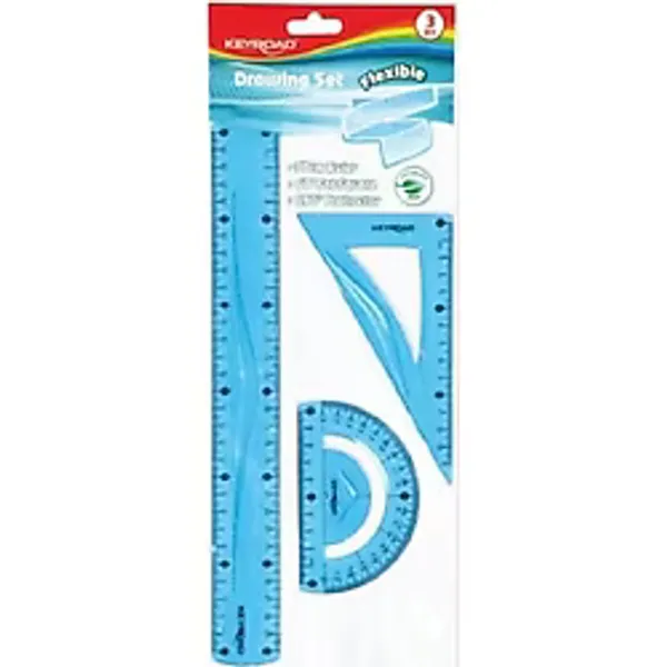 Keyroad Esnek Çizim Seti Flexible KR971417 Cetvel İletki Gönye Mavi