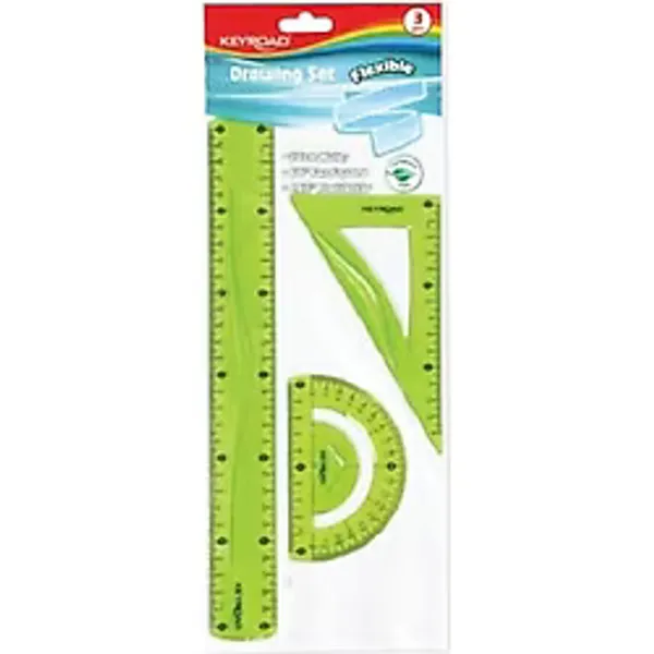 Keyroad Esnek Çizim Seti Flexible KR971417 Cetvel İletki Gönye Yeşil