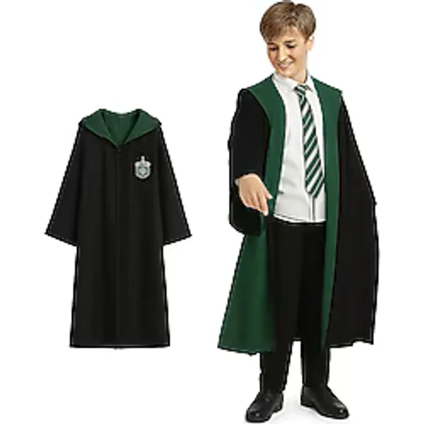 Kg Harry Potter Slytherin Premium Kostüm Cübbe Gözlük Hediyeli Yeşil