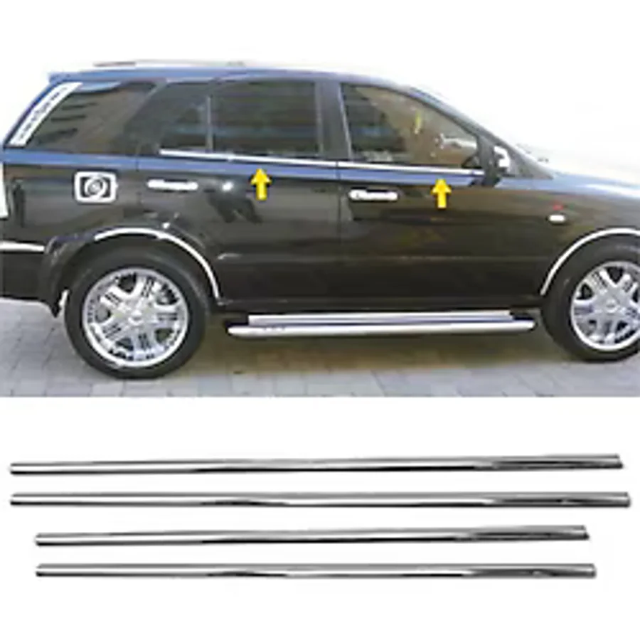 KIA SORENTO 2002-2009 CAM ÇITASI PASLANMAZ ÇELİK KROM 4 PRÇ