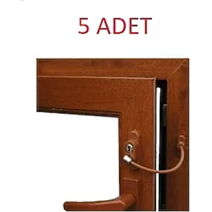 Kidmix Çelik Halatlı Pvc-Pencere Çocuk Emniyet Kilidi Açık Kahve (5 Ad.)