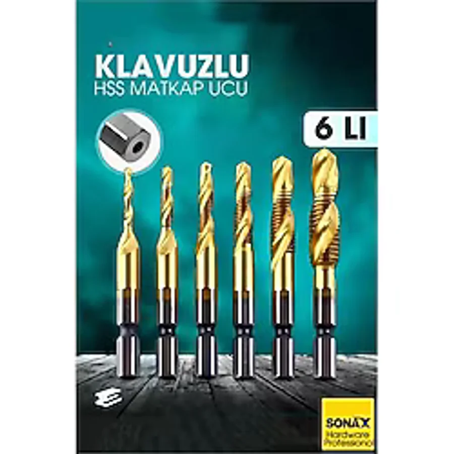 Kılavuzlu Hss Matkap Ucu 6'Lı Set M3-M10 Titanyum Kaplamalı